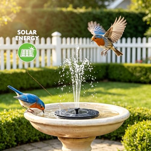 Solar Fountain for Bird Bath, Solar Water Fountain with Multiple Nozzles & Fixed Pipes, Upgraded Version 3.5W Solar Water Pump, Suitable for Bird Bath