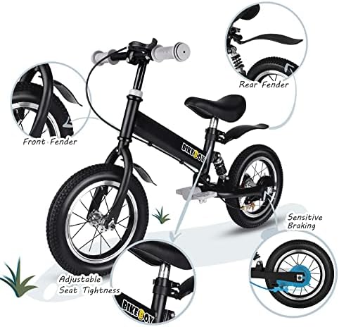 Balance Bike 2 in 1,The Dual Use of a Kids Balance Bike and Kids Bike,12 14 Inches for 2-6 Years Old,with Shock Absorbers, Fenders, Pedals, Auxiliary Wheels