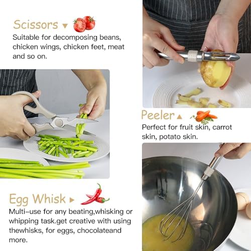 Kitchen Utensil Set-Silicone Cooking Utensils-33 Kitchen Gadgets & Spoons for Nonstick Cookware-Silicone and Stainless Steel Spatula Set-Best