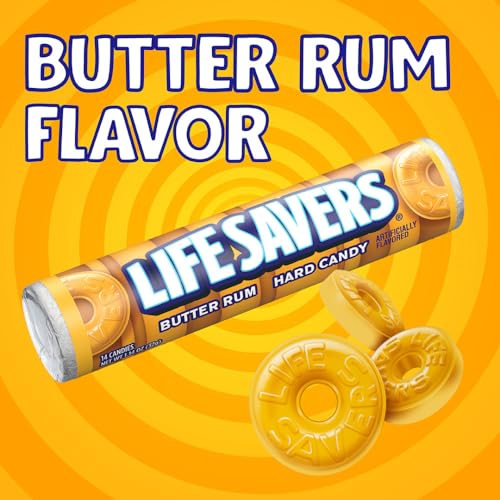 LIFE SAVERS Butter Rum Hard Candy Bulk, 1.14 ounce (20 Single Packs) | Buttery rum hard candy in single packs, easy to share at the desk, on commutes, road trips or in a candy bowl at game night