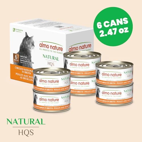 almo nature HQS Natural Wet Cat Food Tuna and Shrimp, Grain Free, Additive Free - 2.47oz - Pack of 6