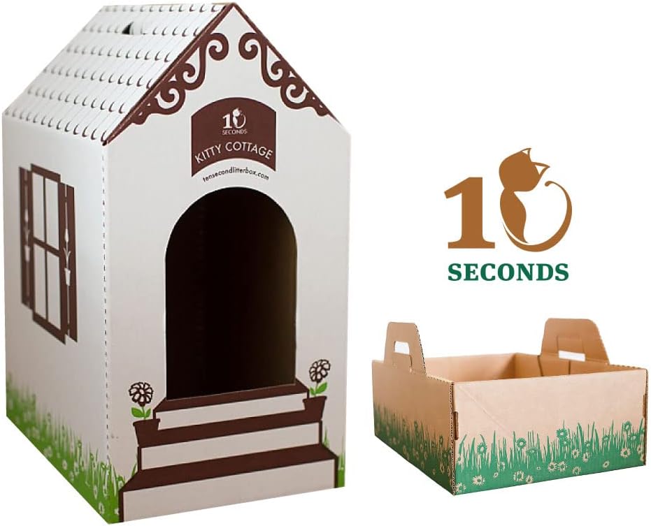 Disposable Ten Second Litter Boxes for Kitty/Cats. Made in the USA. Biodegradable Solution for Quick and Easy Disposal. Made of Recyclable Material. (8-Pack)