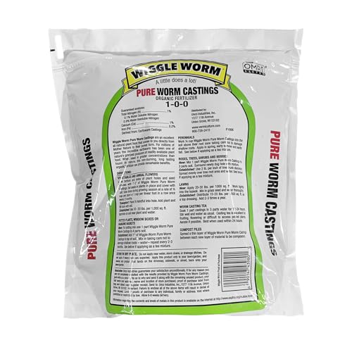 Wiggle Worm 100% Pure Organic Worm Casting Fertilizer, 4.5lb | Mineral-Dense Formula Improves Soil Fertility, Aeration & Healthy Root Growth for Houseplants & Vegetables, Resealable Bag