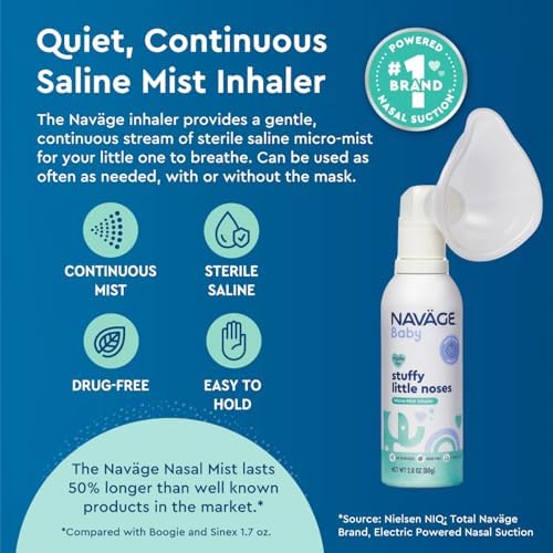 Navage® Baby Nasal Congestion Micro-Mist Inhaler, 2.8 Oz, with Mask | Gentle Congestion Relief: Pediatrician-Endorsed