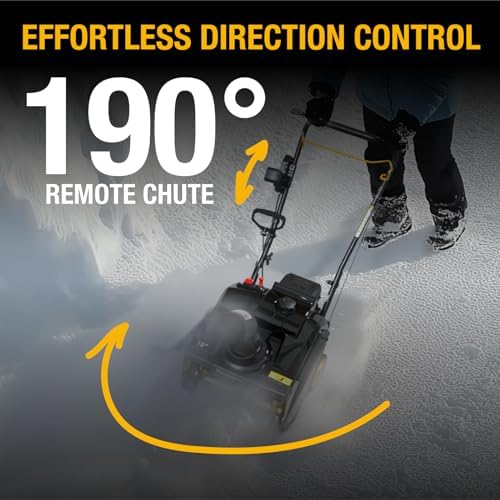 Poulan Pro Snow Blower Gas Powered, Single Stage 18 Inch Gas Snow Thrower | with Electric Start, 190° Remote Chute Control