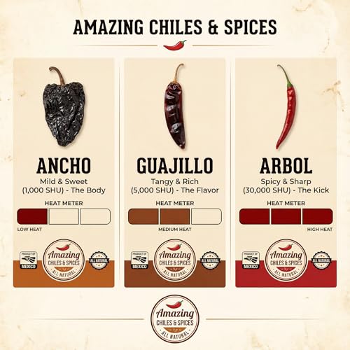 Dried Chile Peppers Variety Pack 3x4oz Ancho Arbol Guajillo Mexican Chili