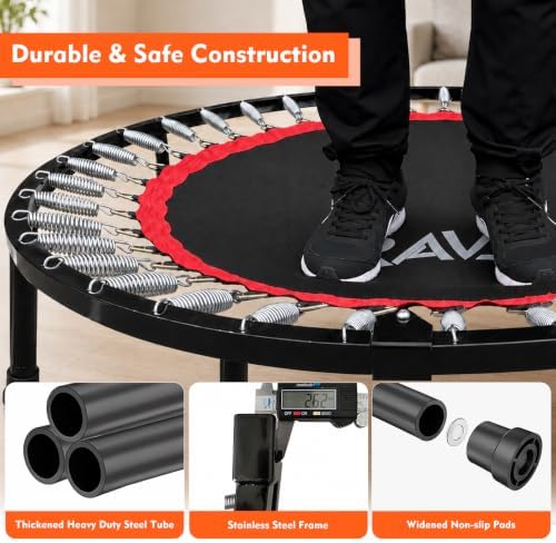RAVS 40/48" Foldable Rebounder Trampoline for Adults, Handlebar, Indoor