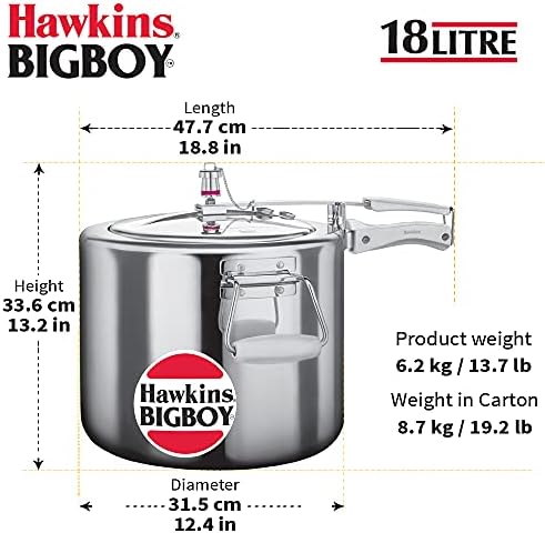 Hawkins Bigboy Aluminum Pressure Cooker, 14 Litres