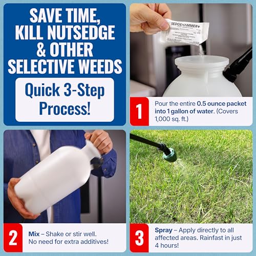 Sedgehammer Plus Turf Herbicide, Purple & Yellow Nutsedge Killer (1) | Lawns with Pre-Mixed Surfactant, Lawn & Pet Safe Weed Killer Mix for Residential Use