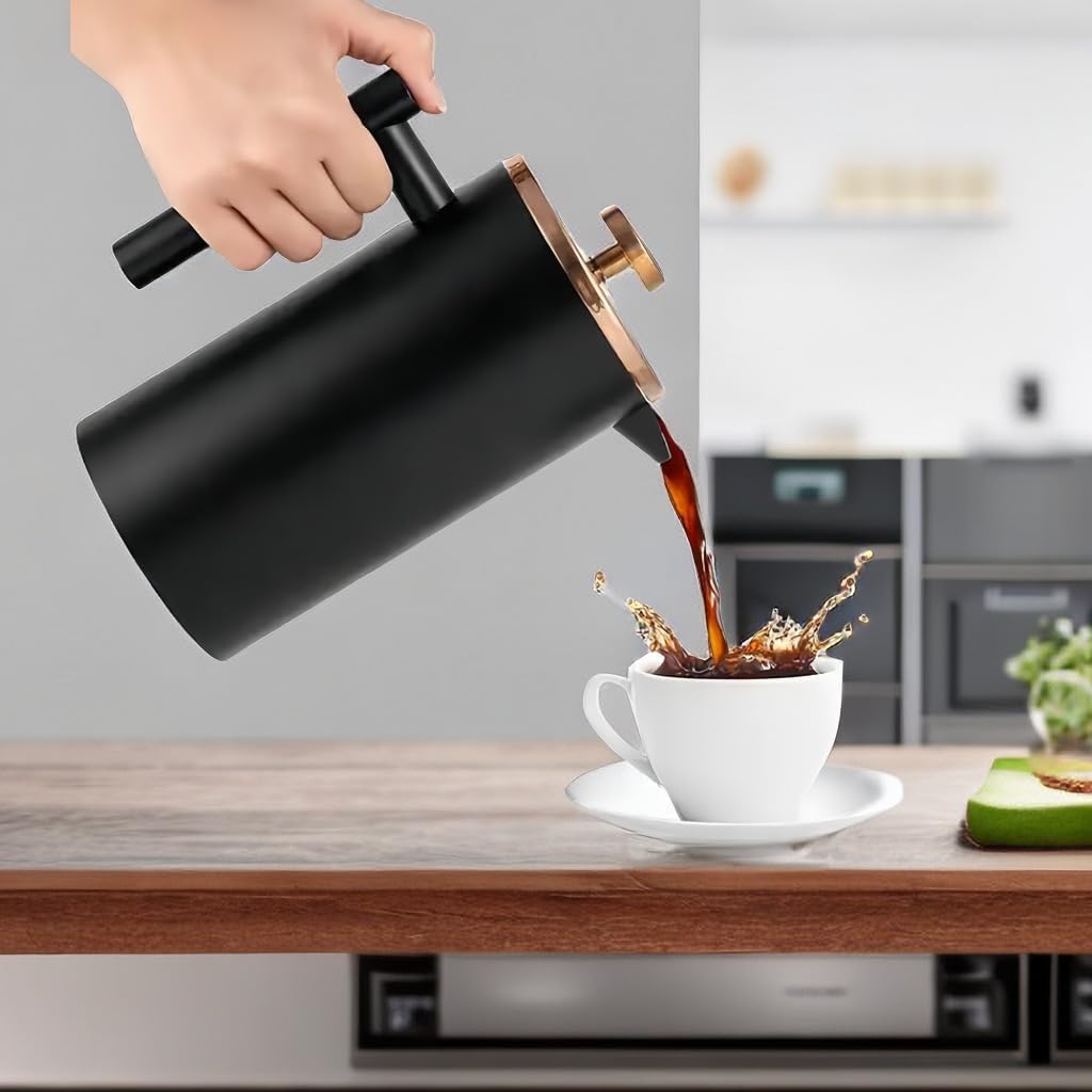Black French Press Stainless Steel 34oz