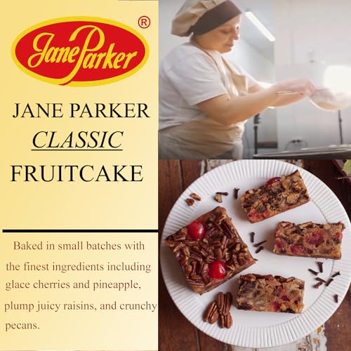 Jane Parker Fruitcake Classic Light Fruit Cake 1 pound (16 Ounce) Loaf in a Collectible Holiday Tin-Holiday-Christmas Cake-The Best Fruitcake You