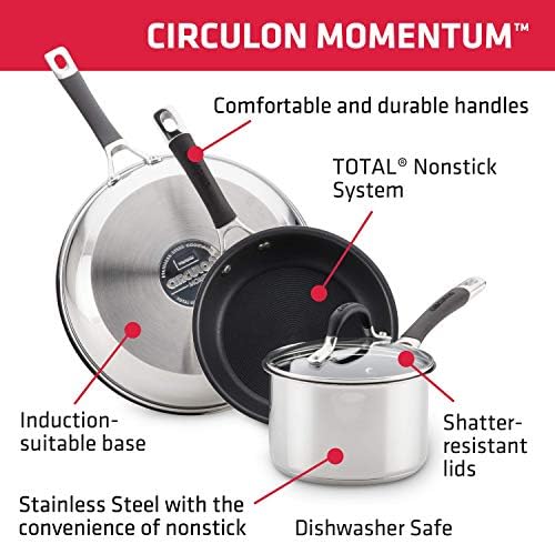 Circulon Momentum Stainless Steel Nonstick 2-Quart Covered Saucepan