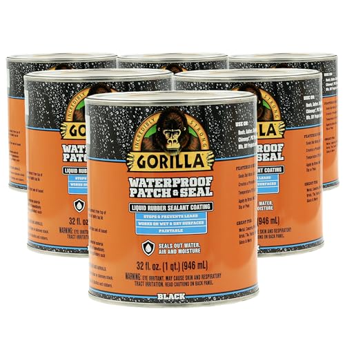 Gorilla Patch & Seal Liquid Rubber Waterproof Sealant, Black, 32 oz