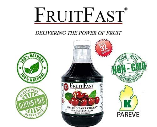 Red Tart Cherry Juice Concentrate by FruitFast - (32 FL OZ) Unsweetened, 68 Brix Pure Concentrated Juice - 100% Dark Cherry Extract - No Additives or Fillers!
