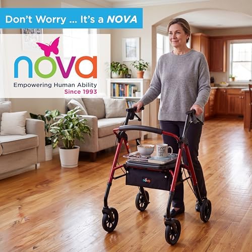 NOVA Rollator & Walker Tray Table with Side Carry Handles - Lightweight Accessory Tray for Mighty Mack, Star DX Rollators and Cruiser, Mack Walkers