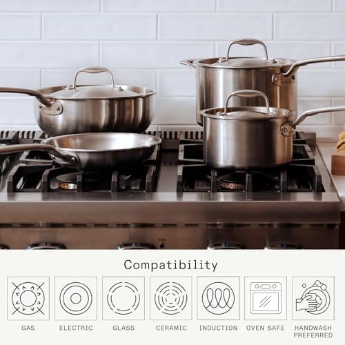 Made In Cookware - 10 Piece Stainless Steel Pot and Pan Set - 5 Ply Clad - Includes Stainless Steel Frying Pans, Saucepans