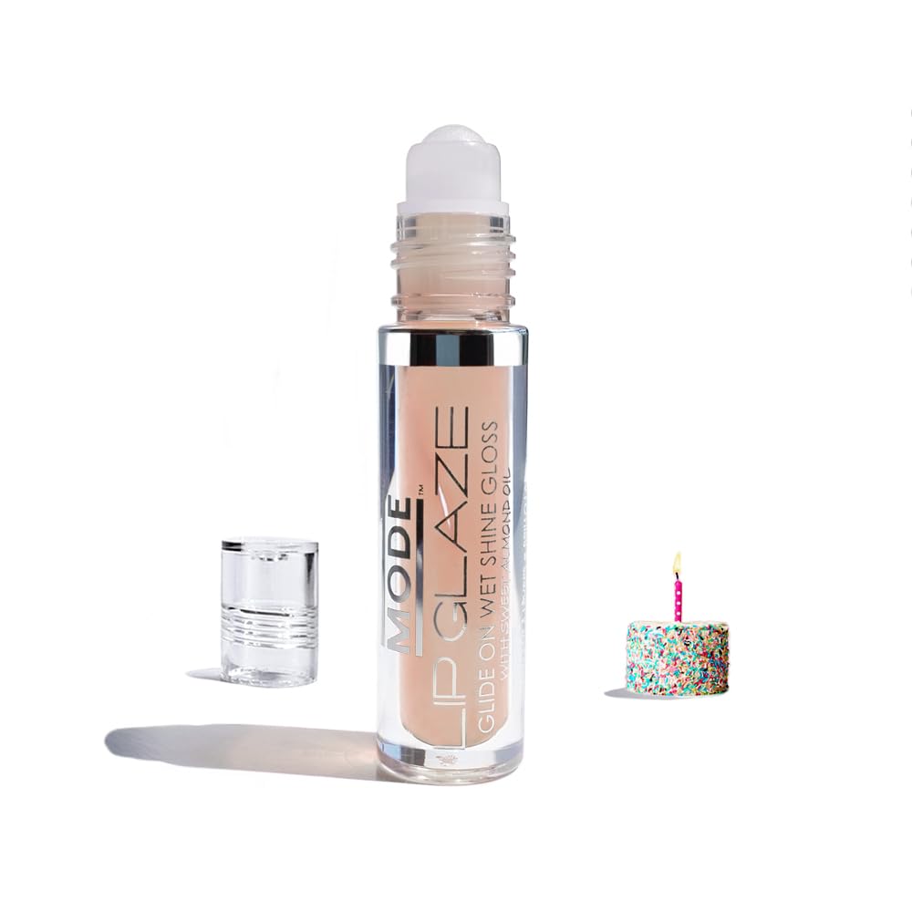 MODE Lip Glaze Cotton Candy Flavored Lip Gloss, Hydrating Sheer Wet Shine, Skincare Fruit Oils