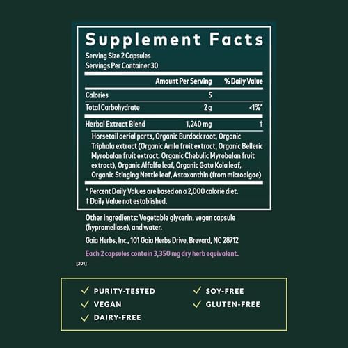 Gaia Herbs Hair, Skin & Nails - Supplement to Support Healthy Skin, Hair & Nail Health* - Astaxanthin, Horsetail
