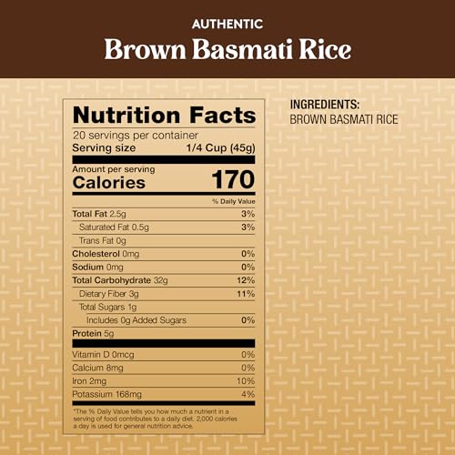 Royal Brown Basmati Rice - Authentic Long Grain Rice - 10 lb Bag | Perfect for Biryanis, Pilafs & Curries - Cook in Microwave or on Stove Top