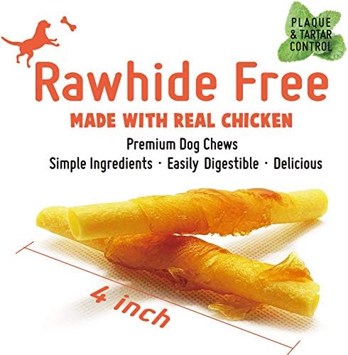 LuvChew Chicken Wrapped Dog Bone Treat Sticks with Glucosamine & Turmeric, Easy to Digest, Non-Rawhide Soft Chicken Cheese Dog Chew Treats 15pcs/Pack