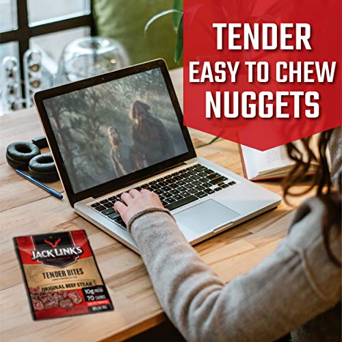 Jack Link's Beef Tender Jerky Tender Bites, Original, 2.85 oz – Flavorful Meat Snack for Lunches, 10g of Protein and 70 Calories