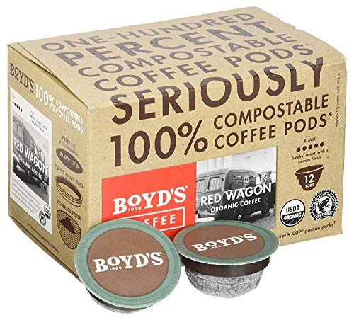 Boyd's Coffee Red Wagon Single Serve, 12 Count | BPI certified, Rainforest Alliance beans, smoky flavor, smooth finish, roasted in Portland, Oregon