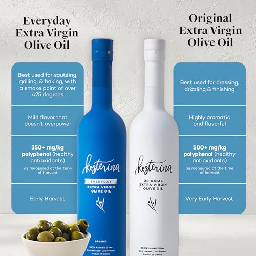 Kosterina Original Extra Virgin Olive Oil, Cold-Pressed EVOO (16.9oz)