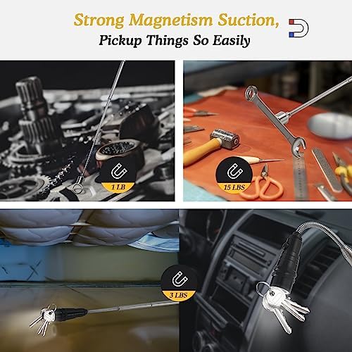 Housolution Grabber Tool Magnetic, Bendable Reacher with LED Lights, Blue