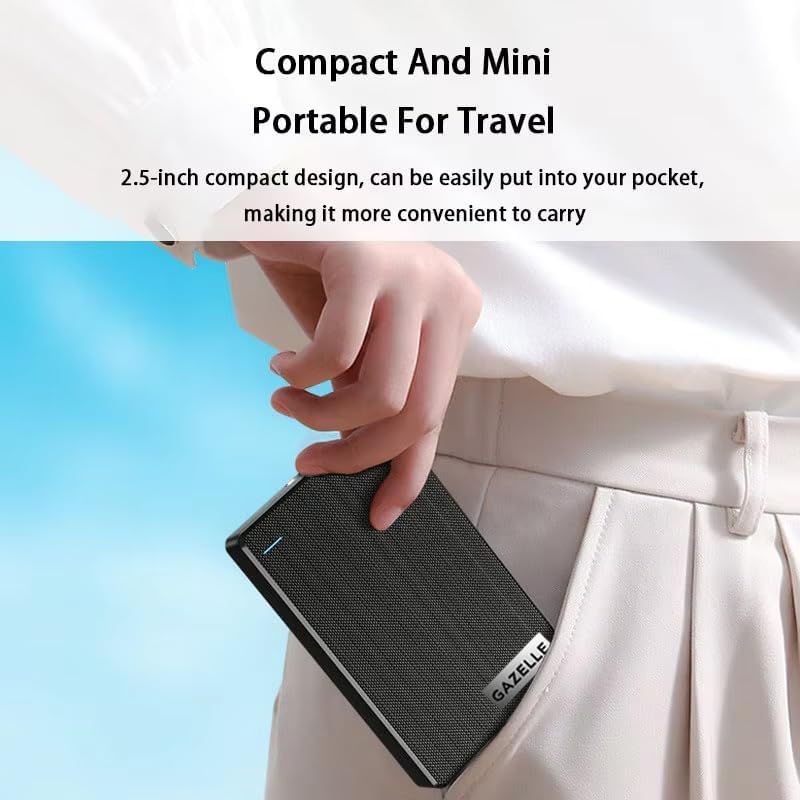 GAZELLE High-Speed 1TB Ultra Slim Portable External Hard Drive - 2-in-1 Type C & USB 3.0, Compatible with PC, Mac, Laptop, PS4, Xbox, iPad, Tablet