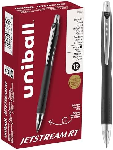 uniball™ Jetstream RT Ballpoint Pens, Black, 1.0mm Medium Point, 12 Count