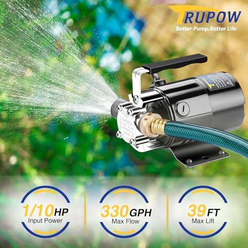 Water Transfer Pump, 115V 1/10HP 330GPH Electric Utility Water Pump with 6ft Water Hose Kit, Portable Small Water Pump For Pool Draining, Removing Water From Rain Barrel, Aquariums, etc.