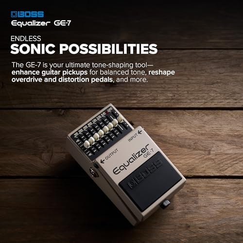 BOSS GE-7 Equalizer | Compact Graphic Equalizer Pedal | Tailored for Guitarists | 7 Bands of EQ Sliders | Guitar-Optimized Frequencies | ±15dB