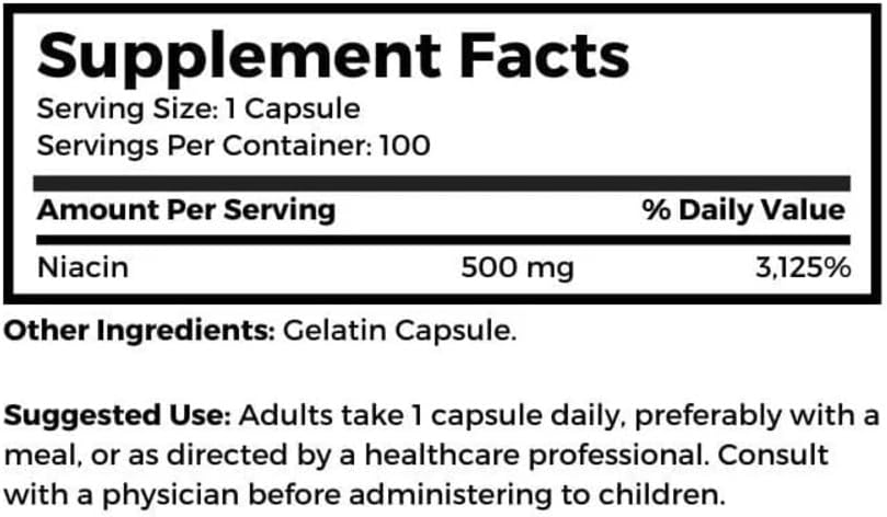 Dr Clark Niacin (Vitamin B3) Supplement – 25mg, 100 Gelatin Capsules, Supports Circulation & Healthy Cholesterol Levels