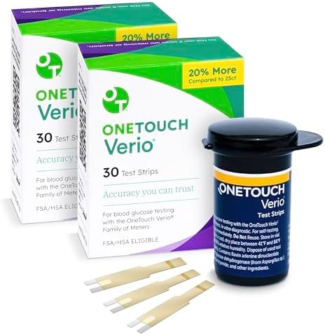 OneTouch Verio Test Strips for Blood Glucose Meter, 30 Count, 2 Pack