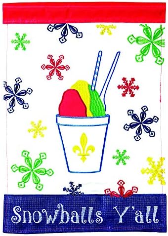 Magnolia Garden Snoballs Y'all Summer Snowflakes 13 x 18 Small Double Applique Outdoor House Flag