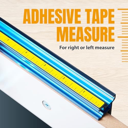 POWERTEC Router Table Fence System 3-1/2" Tall 32" Long, Router Fence Kit with Adjustment Knob, Aluminum Flip Stop, Measuring Tape, Feather Board