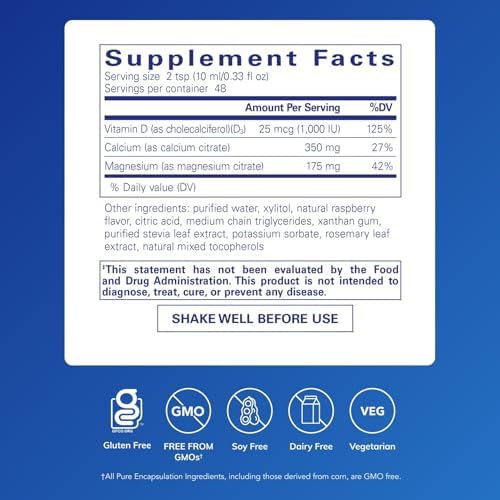 Pure Encapsulations Cal/Mag/D Liquid | Calcium, Magnesium and Vitamin D in a Convenient Liquid Form | 16.2 fl. oz. | Calcium