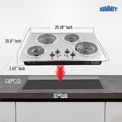 Summit 30" 4 Burner Electric Cooktop Stainless Steel - CR430SS