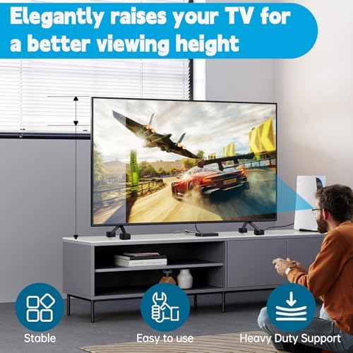 4 Pack TV Stand Riser Blocks, Heavy-Duty Adjustable Height Blocks for Raising TV Stand, Rectangular Adjustable Block Lift