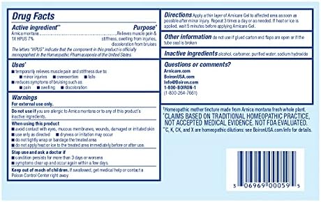 Boiron Arnicare Gel for Joint Pain, Muscle Pain, Swelling, Soreness, and Stiffness - Non-greasy and Fragrance-Free - 2.6 oz