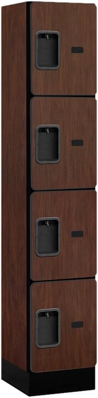 Salsbury Industries Four Tier Designer Wood Locker, Mahogany, 6' 3" x 18"