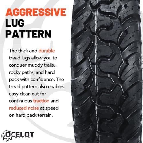 Ocelot WR2016 30x9.5x14 UTV Tires All Terrain, Durable 8-Ply Radial Construction and Non-Directional Tread