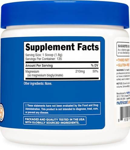 Nutricost Magnesium Glycinate Powder (250 Grams) Unflavored