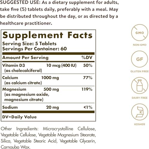 Solgar Calcium Magnesium with Vitamin D3, 300 Tablets | Promotes Healthy Bones, Supports Nerve & Muscle Function, Highly Absorbable Form