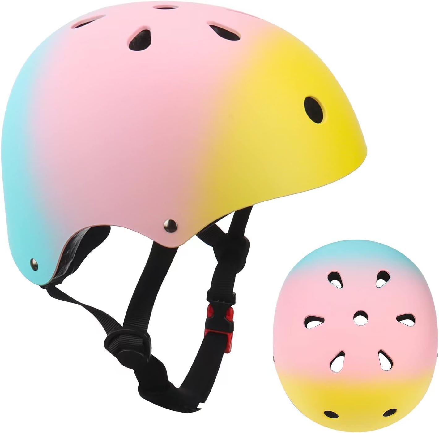 Color Gradient Adjustable Kids Bike Helmet Toddler Helmets for 3-5-8-14 Years Kids Girls Boys Youth Bicycle Helmet for Scooter Balance Bike Roller