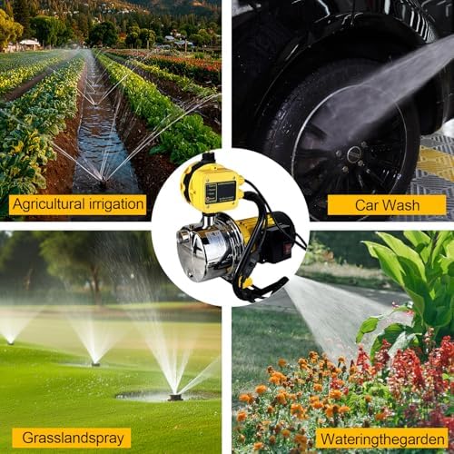 1HP House Water Pressure Booster Pump for Pool, 110V Garden Water Transfer Pump with Control Switch for Yard Sprinkler