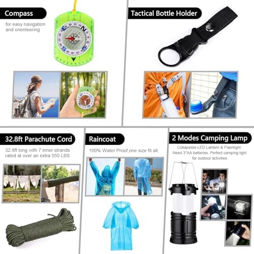Survival Kit, First Aid Kit Survival Gear and Supplies Emergency Kit with Bug Out Bag Tactical Military Grade Molle IFAK for Camping, Earthquake