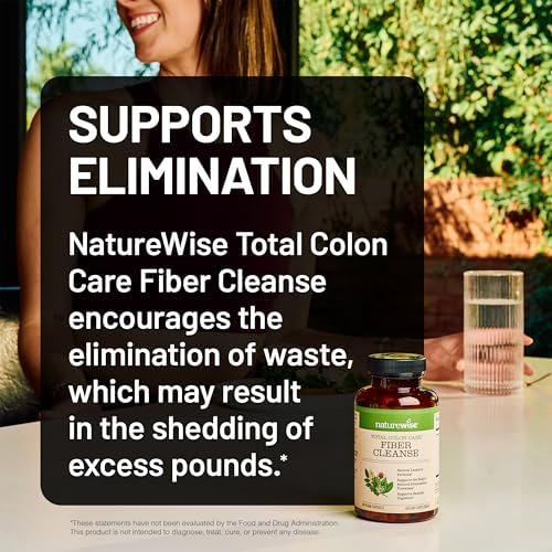 NatureWise Total Colon Care Fiber Cleanse - Natural Laxative Blend - Herbal Laxatives, Prebiotics, & Enzymes for Regularity, Digestion
