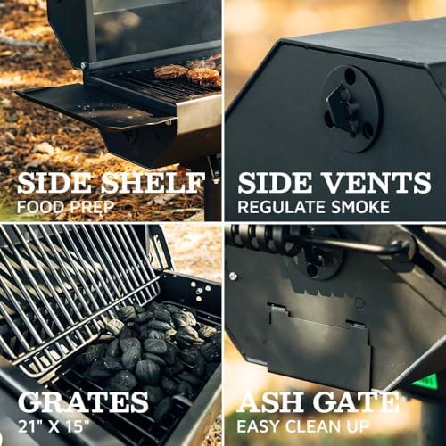 Titan Great Outdoors Ash & Ember Park-Style Charcoal Grill & Smoker
