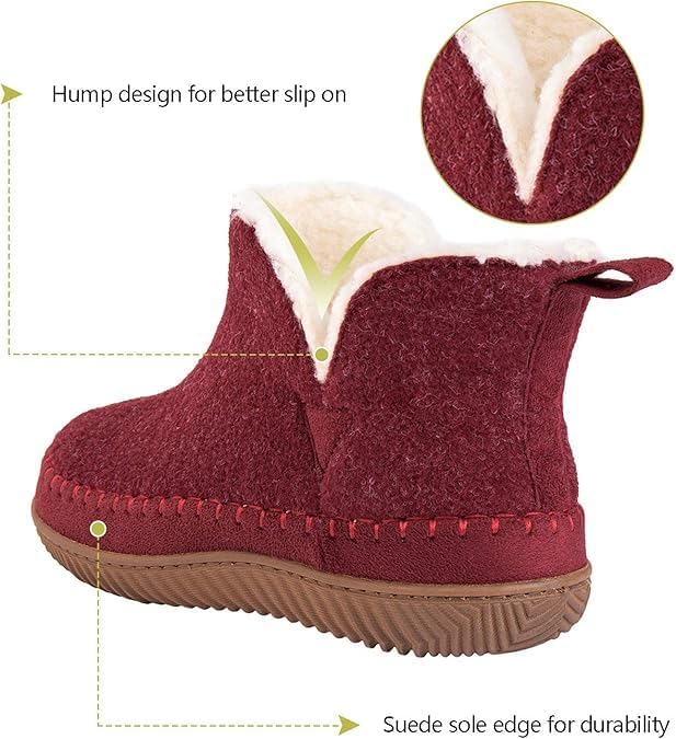 Zizor Women's Moccasin Bootie Slippers, Memory Foam House Shoes